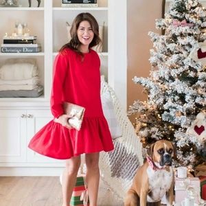 EMMA KNUDSEN RED LAUREN RUFFLE OVERSIZE DRESS L